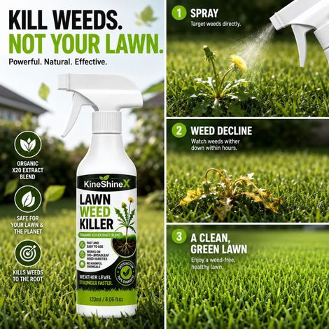 KineShineX Lawn Weed Remover Spray, Garden and Patio Broadleaf Weed Control Agent, Handheld Sprayer for Precise Control (1/4)