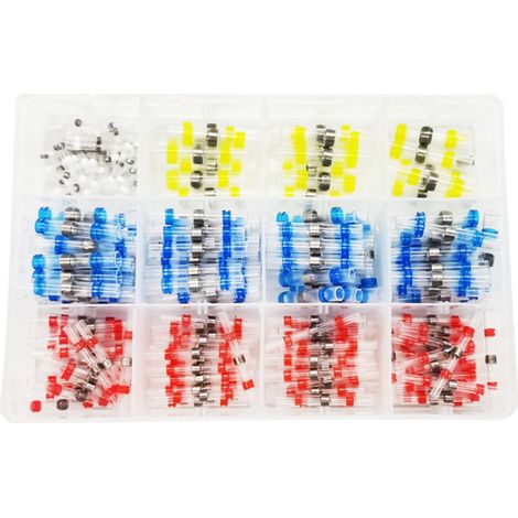 Lot de 300 connecteurs sertissage anneau soudure rétractable thermo avec tube isolant étanche PE multicolore auto (1/2)