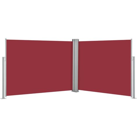 Auvent paravent store brise-vue latéral rétractable de patio jardin terrasse balcon protection visuelle écran rouge 140 x 1000 cm