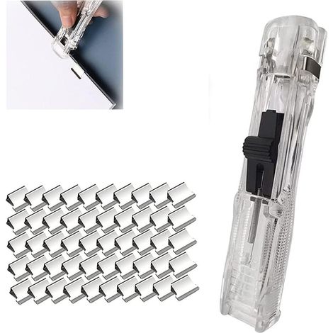 Transparent Acrylic Stapler Mini Push Stapler Set with 50 Reusable Staples for Office Home School Supplies (1/5)