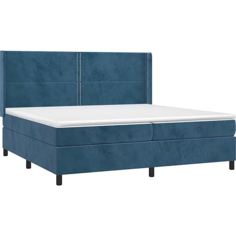 Sommier à lattes de lit matelas et LED Bleu foncé 200x200 cm vidaXL (1/5)