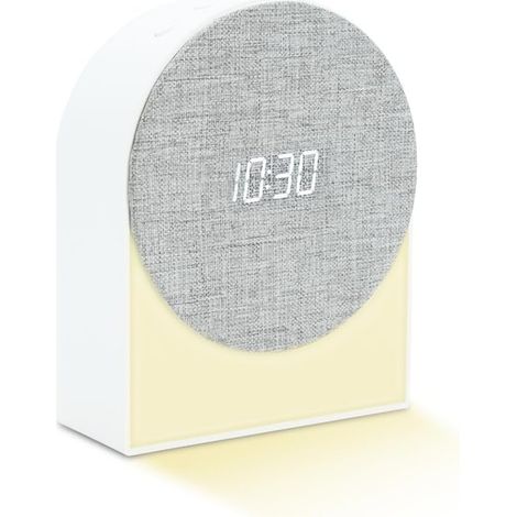 Réveil 4 en 1 - Liseuse - Avec sons apaisants et lampe de lecture - 1 pièce - Pour chambre et salon - Blanc (1/5)