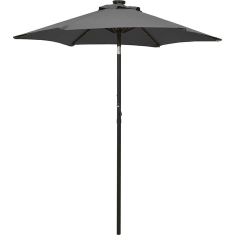 Ombrellone con luci LED antracite 200 x 211 cm alluminio 020008089