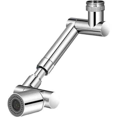 Extensión universal retráctil para grifo con rotación de 1440°, brazo robótico giratorio, aireador, extensión para grifo de fregadero de cocina, 2 modos de flujo de agua (modos duales – Plata) (1/5)