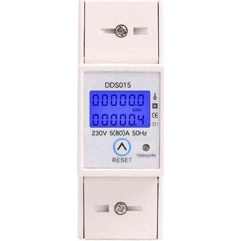 Sous compteur électrique monophasé 80A max modulaire, Simple tarif, Affichage LCD, Remise a zéro partielle (1/4)