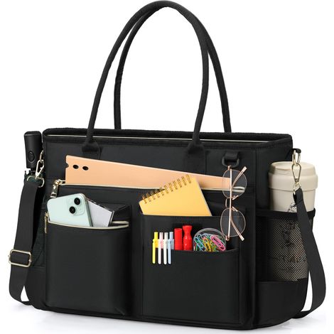 Sacoche pour ordinateur portable 15,6 pouces pour femme, grand format, avec de multiples poches, idéale pour le travail, l'enseignement ou les soins infirmiers. Portée bandoulière ou en bandoulière. C (1/5)