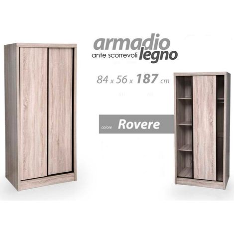 Kleiderschrank mit Eichen-Schiebetüren mit Doppelfach 84 x 56 x 187 h