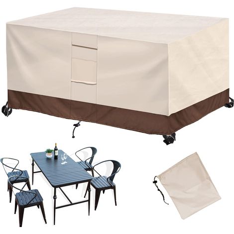 Housse Salon De Jardin Rectangulaire, Patio Housse De Meuble Oxford Carré avec ÉVents, Vent ÉTanche PoussièRe, pour Table Chaise Meubles-Beige+Brown70x70x70cm(28x28x28in) (1/5)