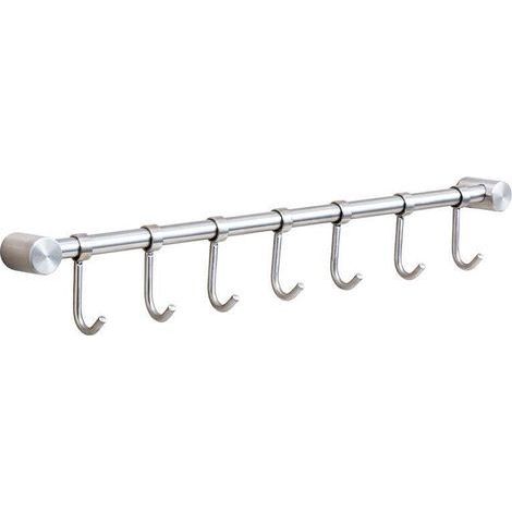 Küchenutensilien- und Handtuchhalter aus Edelstahl mit abnehmbarer 40 cm Wandhalterung - 7 Haken, gebürstete Oberfläche (7 Haken) (1/3)