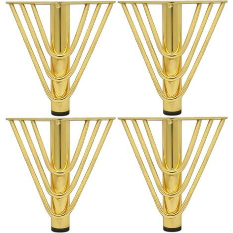 Four gold-plated metal furniture legs, 18cm coffee table legs, elegant and modern sofa legs (screws included). (1/5)