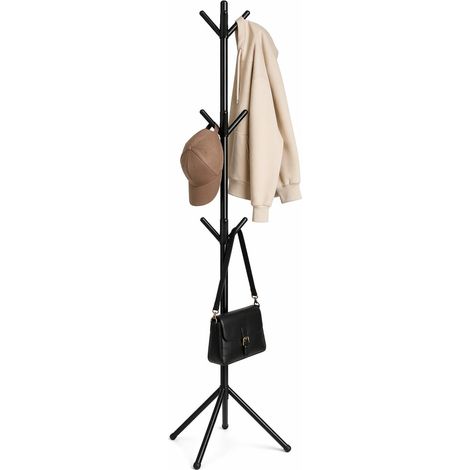 Attaccapanni da Terra con 9 Ganci a forma di Albero - Altezza 162 cm - Appendiabiti in Metallo Salvaspazio di colore Nero (1/5)