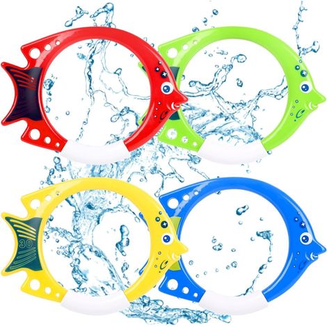4pcs Colorful Diving Rings for Underwater Training  Pool Party, Swimming Toys, Pool Games (1/5)