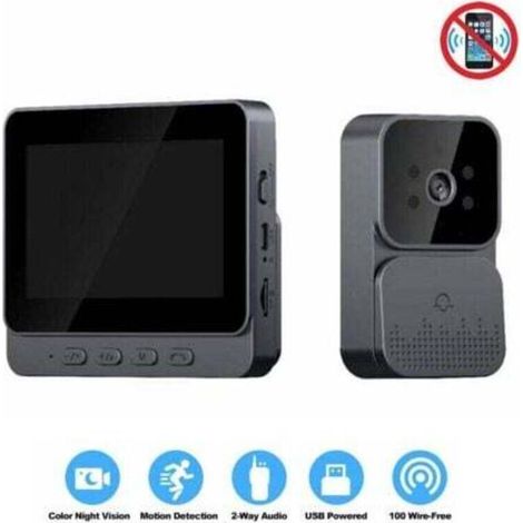 Sonnette vidéo visiophone 4.3 pouces – Écran IPS – Interphone vidéo sans WiFi – Vision nocturne infrarouge – Autonomie jusqu'à 3 mois
