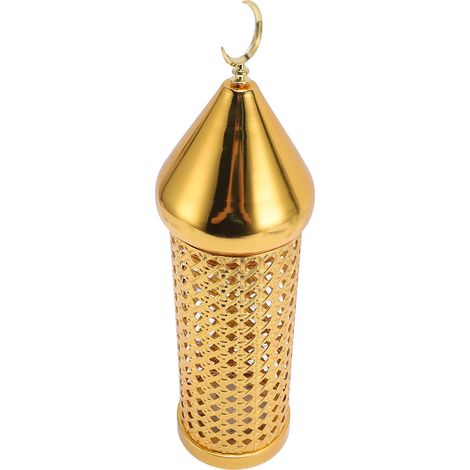 Lampe à vent dorée artisanale, lanterne en fer creux pour décoration de mariage/fête L (1/5)