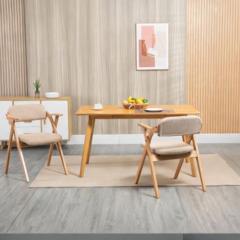 Chaise pliante en bois massif avec accoudoirs lot de 2 (1/5)