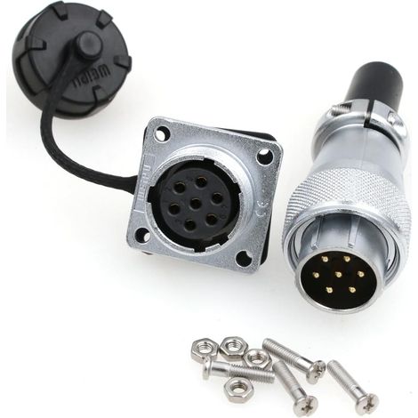 Connecteur électronique en métal 7 broches 10 A étanche Prise de courant LED Fil Signal Mâle Femelle M20 Aviation Fileté Électrique Automobile Circulaire Connecteur (1/5)
