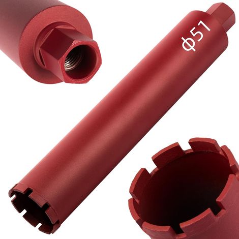 Couronne de Forage Diamantée Ø51 mm,1 ¼" UNC,Longueur Disponible 400 mm,Scie Cloche Diamant avec Segments Soudés au Laser,Foret Diamant pour Carotteuse pour Béton,Maçonnerie,Granit,Pierre (1/5)