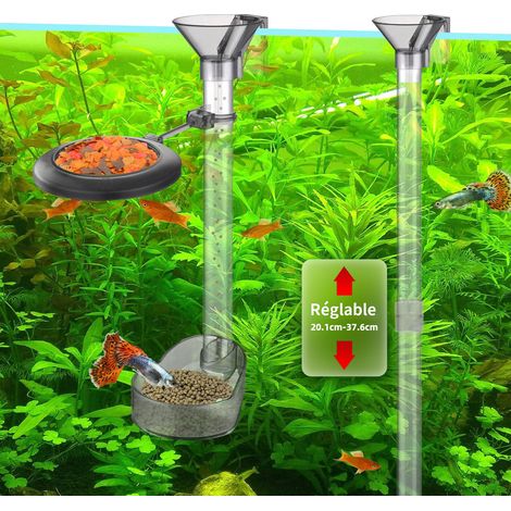 Tubo di alimentazione assemblato, tubo di alimentazione per acquario, due posizioni di alimentazione per pesci superiori e inferiori (20-37 cm) (1/4)