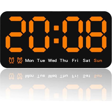 Grande horloge murale numérique, grand réveil numérique LED, double alarme, 3 niveaux de luminosité (1/5)