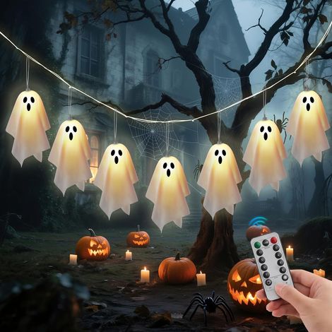 Stimmungsvolle Lichtlösung: Halloween Deko Geist Lichterkette 2,3m (32 Zeichen), für Zuhause und unterwegs (1/5)