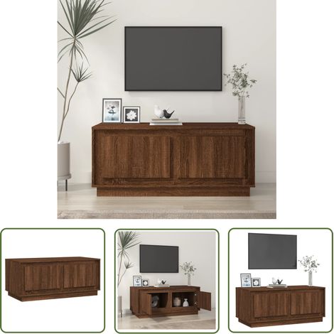 The Living Store Couchtisch Braun Eichen-Optik 102x50x44 cm Holzwerkstoff - Couchtisch - Wohnzimmerstil - Holzmöbel - Esszimmertisch - Sideboard (1/5)