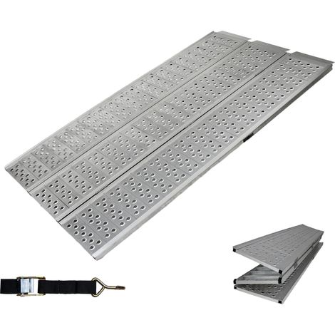 DREIBREIT by TRUTZHOLM 3-fach Auffahrrampe klappbar Alu 255cm 115 cm Breite 1020kg grau gelocht (1/5)