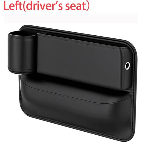 Sacoche de rangement pour siège conducteur (siège principal) en cuir PU pour console centrale de voiture, avec porte-bouteille intégré. (1/5)