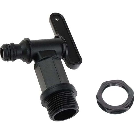 Robinet De Cuve Arrière En Plastique À Enfoncer,Adaptateur De Boîte De Rangement D'Eau Ibc,Adaptateur Robinet Tuyau Arrosage,Pour Recuperateur Eau De Pluie,Réservoir De Carburant (Plastique),1