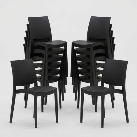 24er Set Trieste Grand Soleil Polypropylen Stühle für Restaurant - Schwarz (1/5)