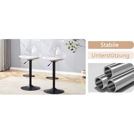 Taburete de bar, regulable en altura, giratorio, 45,7 x 53,3 cm, negro y transparente (1/5)
