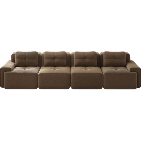 CAIziCanapés sans armature pour salon, canapé modulaire, canapé confortable 4 places rembourré à assise profonde en velours côtelé nuage, canapé sans montage, design antidérapant, marron (1/5)