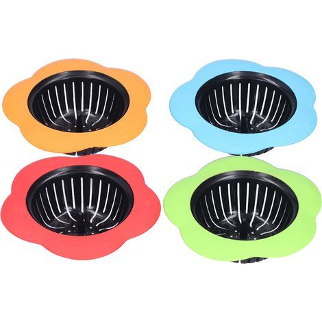 4 moussoirs cheveux pour lavabo, douche, baignoire, cuisine et buanderie - Filtre de vidange 4 pièces universel. (1/5)