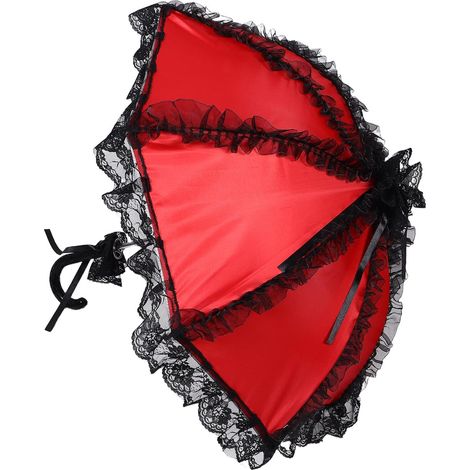Parasol en Dentelle Noire Rouge pour Mariage, Léger Protection Solaire, Accessoire Élégant pour Robe de Mariée et Séances Photo Artistiques (1/5)