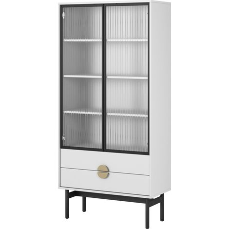 Selsey Stoon - Vitrine mit 3 Regalböden und 2 Schubladen, weiß, 175 cm (1/5)
