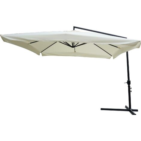 Ombrellone da giardino con palo laterale 3 x 3 metri in acciaio e copertura color ecrù arredamento esterni arredamento giardino
