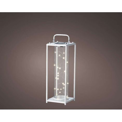 Lanterna solare in metallo 15x15x h42 cm bianco