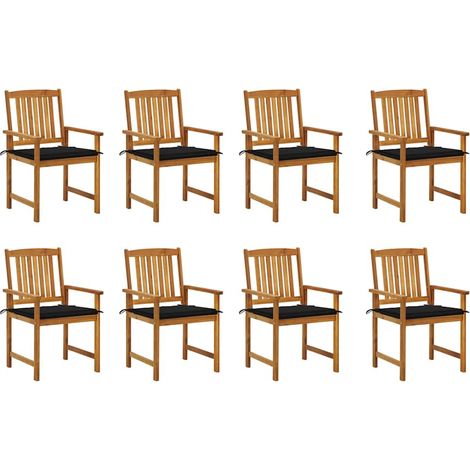 Lot de 8 Chaises de jardin avec coussins - Chaises d'extérieur pour terrasse/jardin Bois d'acacia solide BV822288 - BonneVie (1/5)