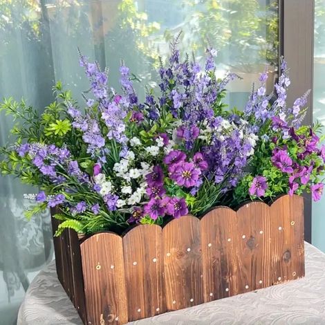 Lot de 18 Bouquets Jardin,Maison de Campagne Lavande et Fleurs Vertes – pour Extérieur – Décoration Élégante Artificiels – Résistant au Soleil (UV) (1/5)