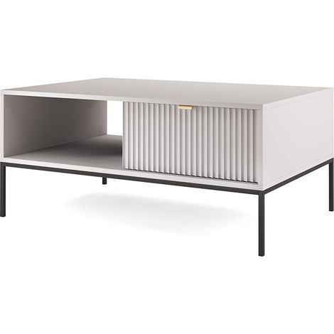 Tavolino: Grigio, Nero, 104 x 46 x 68 cm, maniglie dorate (1/5)