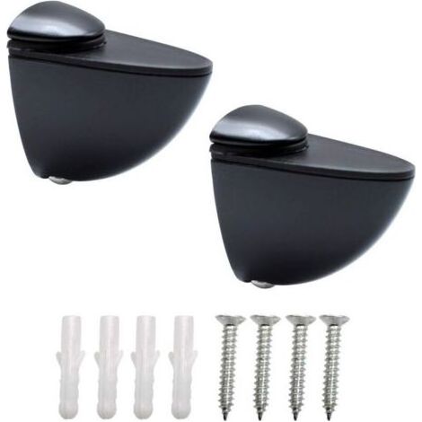 Pair Taquets pour Étagères, 2 Pcs Equerre Etagere Murale, Support Etagere Verre, 3-20 mm Porte-Verre En Zinc Clip Fixations Réglable Murale, Pince à Verre Noir pour Escalier (1/4)