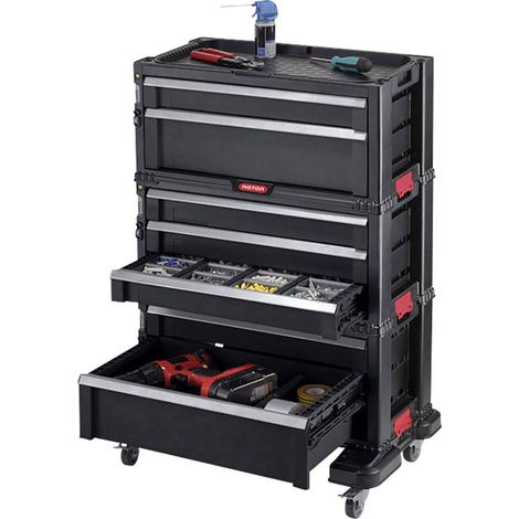 Keter – Servante d'atelier roulante 83 cm – 7 tiroirs – Longueur 60 cm – Largeur 38 cm – Charge maximale 100 kg – Plateau d'outils intégré (1/10)