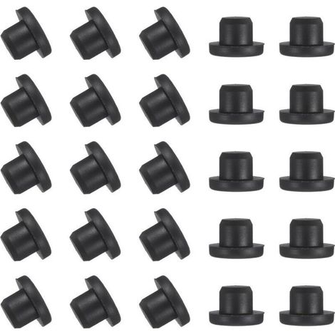 25 bouchons en silicone en forme de T, diamètre 13,5 mm, réutilisables, élastiques et étanches, ronds et solides pour tuyaux, noirs. (1/4)