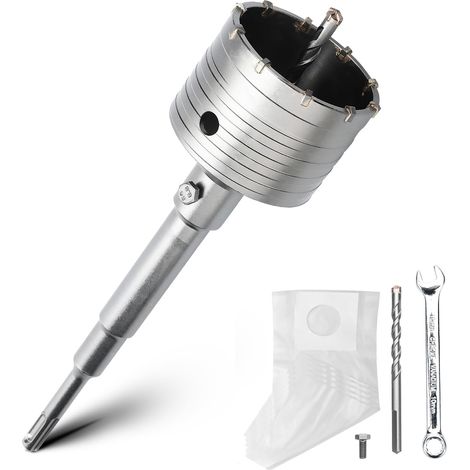 Kit couronne de forage de 82 mm avec adaptateur SDS plus de 220 mm et foret de centrage de 8 x 110 mm, couronne de forage pour prise électrique pour maçonnerie et béton (1/5)