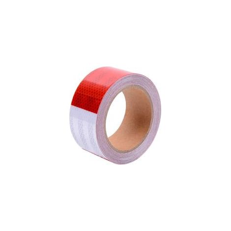Bande réfléchissante autocollante d'avertissement, blanc et rouge, 10 m × 5 cm – (1/5)
