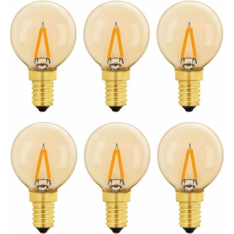 Bardusch-G40 Vintage Mini Ampoule E14 LED 1W, Ambre Edison Ampoule E14 de Remplacement 10W pour Lumières Décoratives, Blanc Chaud 2200K, Non Dimmable, Lot de 6 (1/5)