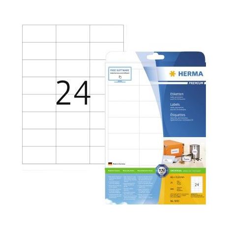 HERMA Etiketten Premium A4 weiß 66x33,8 mm Papier 600 St. (5053) (1/5)