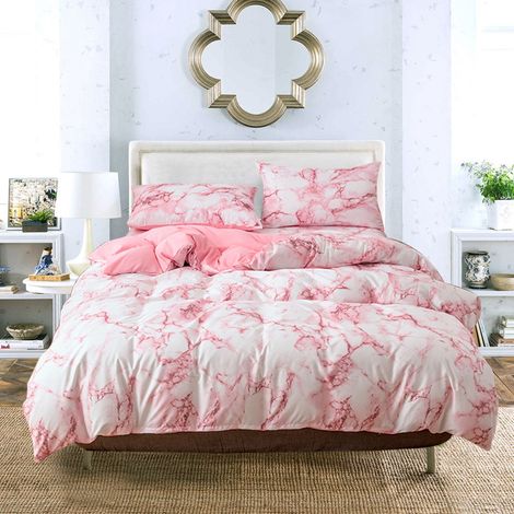 Ensemble literie 3 pièces, housse de couette, taie d'oreiller, polyester marbré, chambre à coucher (1/5)