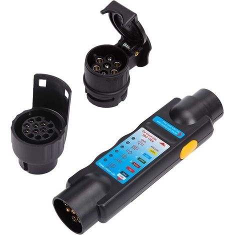 Testeur de voiture à 7 broches, testeur de remorque 12 V, outil de diagnostic de circuit de câblage d'éclairage à 7 broches (testeur de remorque à 7 broches + connecteur de convertisseur) (1/4)