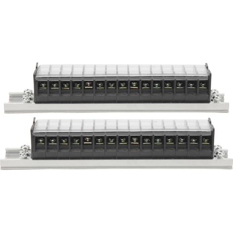 2pcs Barrette de connexion double rangée 660V 15A 10 positions, bornier de jonction avec couvercle T1515 (1/5)