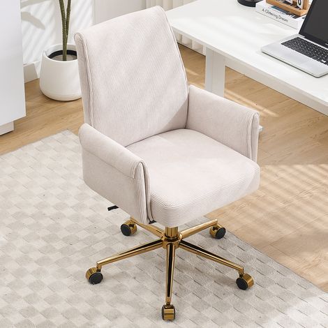 AMXCNOY Chaise de bureau pivotante réglable en hauteur avec dossier mi-haut, tissu rayé et forme ergonomique – le choix idéal pour le travail, les études ou la détente. Le support dorsal moyen offre o (1/5)